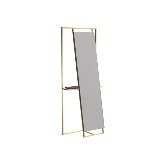 Euclid Stainless Steel Flat Floor Mirror with Shelves
