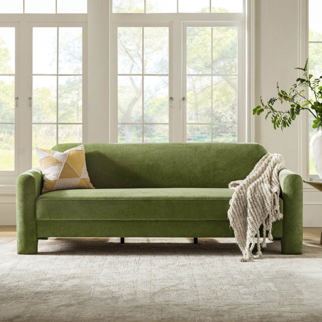 Werts 182.8cm Modern Curved Wrinkle Resistant Chenille Fabric Sofa