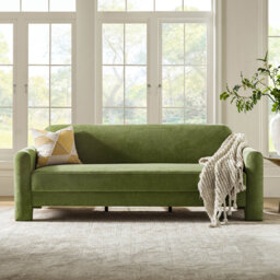 Werts 182.8cm Modern Curved Wrinkle Resistant Chenille Fabric Sofa