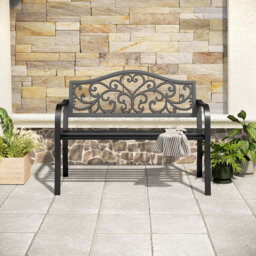 43.7''L Powder Coated Steel Outdoor Bench