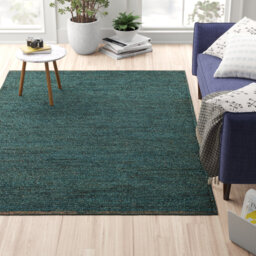 Spathariko Jute Hand Woven Teal Area Rug
