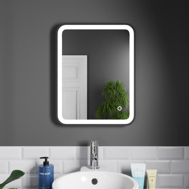 Rectangle LED Bathroom Mirror Fog Free Touch Sensor