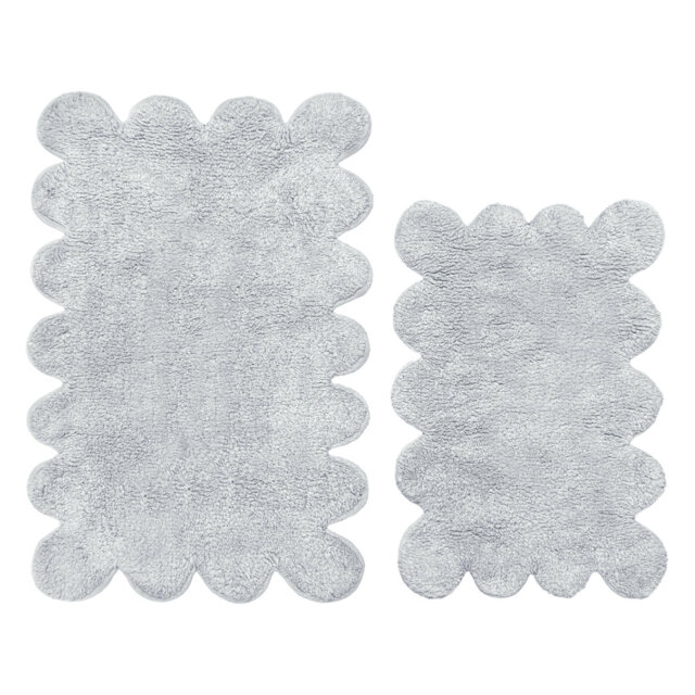 Two Piece Scalloped Bath Mat Set