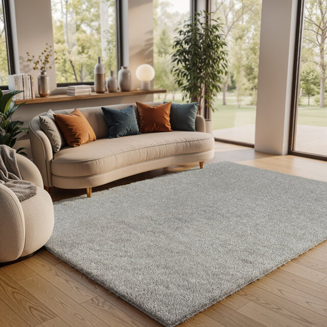 Amneris Modern Boho Soft Fluffy Thick Plush Pile Moss Green Area Rug