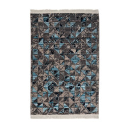 Machine Woven Black/Blue/Brown Rug
