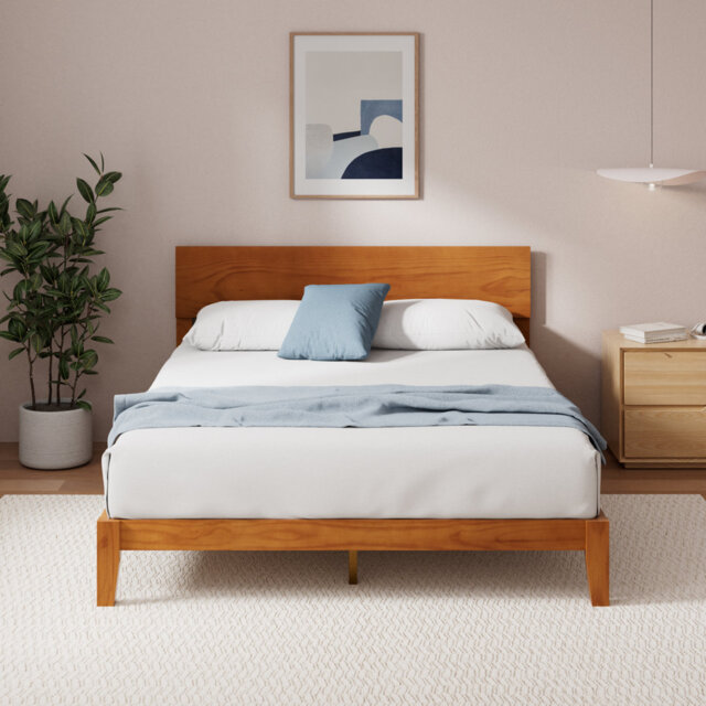 Sade Vintage Wood Bed Frame with Headboard