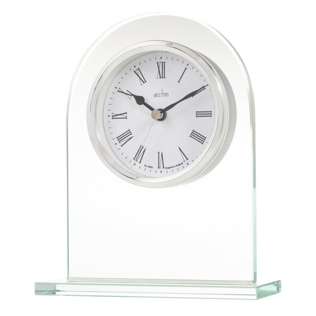 Acctim Ascott Mantel Clock Quartz Glass Energy Efficient Movement Chrome