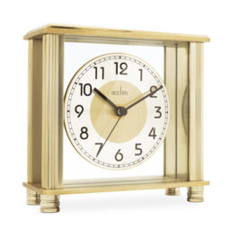 Acctim Hampden Mantel Clock Quartz Metal & Glass Floating Effect Energy Efficient Brass Effect