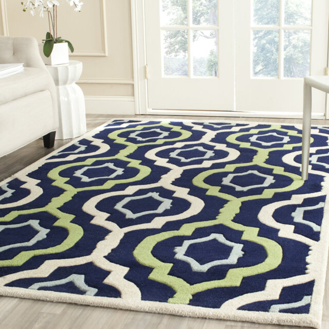 Hulcott Hand Knotted Wool Blue/Green/Beige Rug