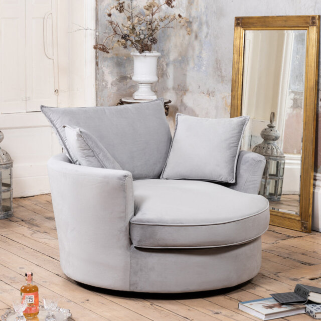 Fayyaz Velvet Swivel Base Cuddle Chair