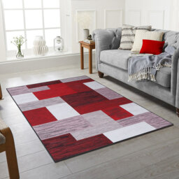Asfa Geometric Red Area Rug