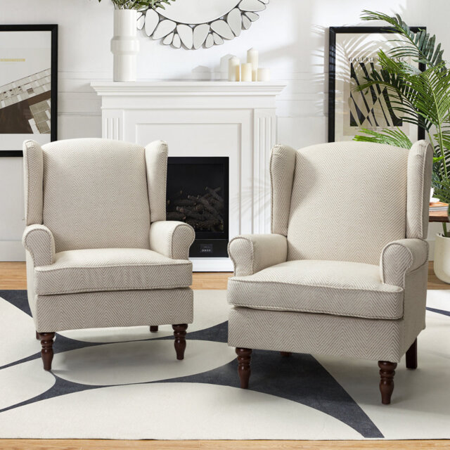 Aiddan Traditional 29'' Wide Wing Back Armchair With Solid Wood Legs