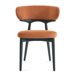 Parsons Set of 2 Rusty Orange Fabric Black Effect Ash Wooden Frame Dining Chairs