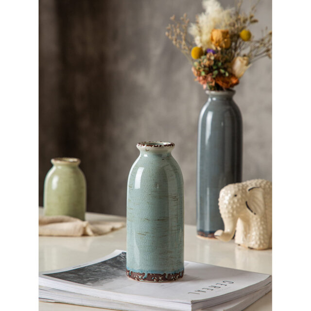 3-Piece Ceramic Vase Set for Modern Farmhouse Decor, Living Room & Dining Table Centerpieces