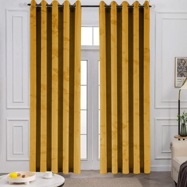 Pownal Crushed Velvet Eyelet Sheer Living Room Curtains