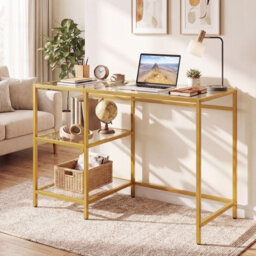 Glass Top Metal Base Computer Desk