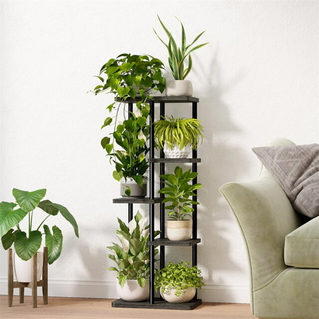 5 Tier Plant Stands Indoor, Corner Shelf Tall Plant Stand For Multiple Indoor Plants, Metal Tiered Display Stand For Living Room Balcony Garden Patio