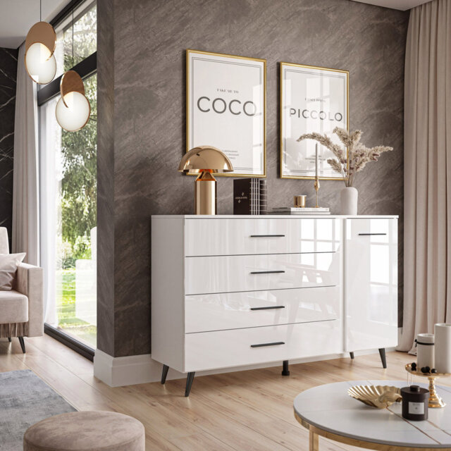 138CM Sideboard Aura II Gloss With Handles and Legs