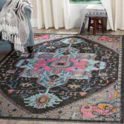 Averi Looped/Hooked Grey/Fuchsia Rug