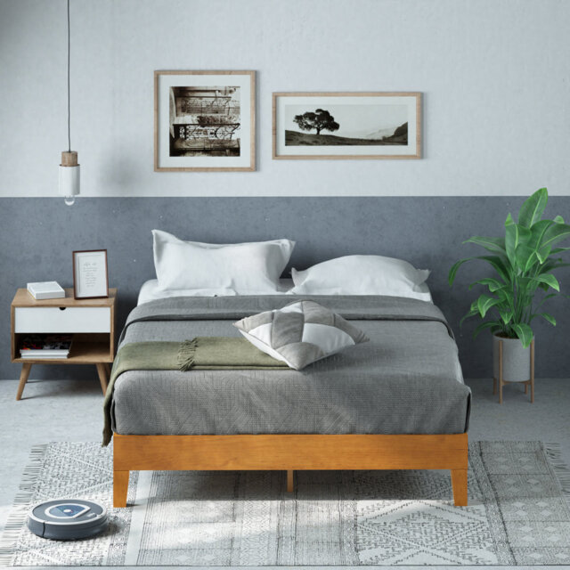 Elara Deluxe Platform Wood Bed Frame 12in/30cm Height