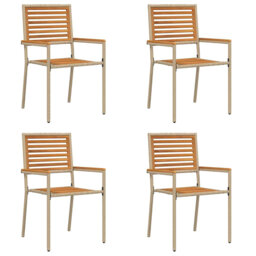 Garden Stacking Chairs 4 Pcs Brown, Black