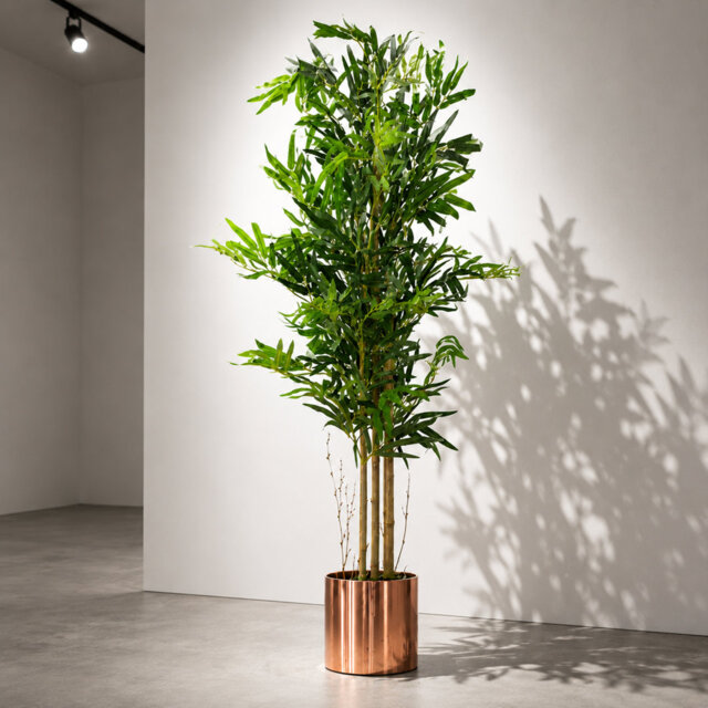 Faux Bamboo Tree in Metal Planter