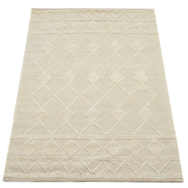 Mieve Luxury Wool Diamond Pattern Hand Woven Area Rug - Modern Geometric Design