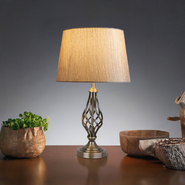 Cortaro 49cm Barley Twist Metal Table Lamp