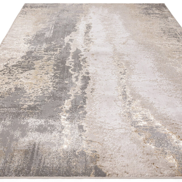 Beige Luxurious ,Modern Abstract Easy To Clean Rug For Bedroom & Living Room