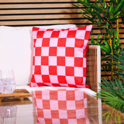 Checkerboard & Stripe Indoor-Outdoor Cushion