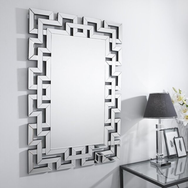 Delk Accent Silver Patterned Rectangular Wall Mirror