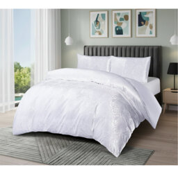 Emilia Duvet Cover Set with Pillowcases – Jacquard Damask Pattern, Luxury Textured Bedding Set, Double/King/Super King Sizes