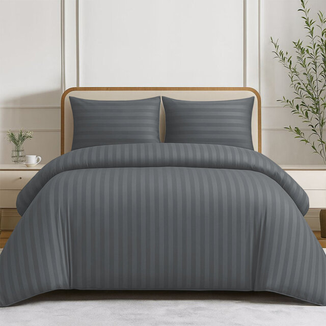 Striped 4-Piece Microfiber Bedding Set, Duvet Cover, Fitted Sheet & Pillowcases