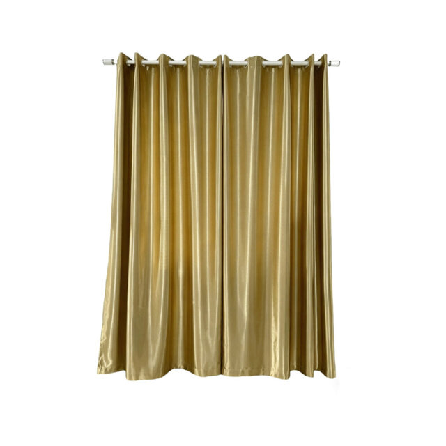 Room Darkening Shiny Gold Curtains for Living Room Bedroom Eyelet Golden Curtains for Windows (Gold, 2 x 90 x 90 Inch)