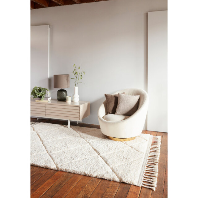 Buckmiller Carved Moroccan Machine Woven Cream Area Rug