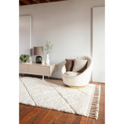 Buckmiller Carved Moroccan Machine Woven Cream Area Rug