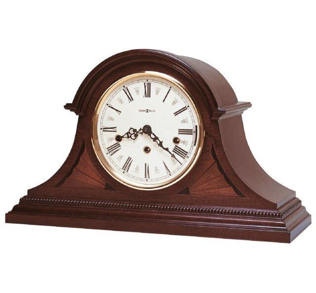Roman Numeral Mahogany Solid Wood Mechanical Tabletop Clock in Wood