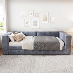 90cmx190cm Grey Upholstered bed, 3FT single bed, Daybed sofa bed For adults & teenagers