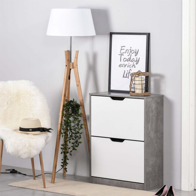 Shoe Cabinet With Groove Handles And Adjustable Shelves