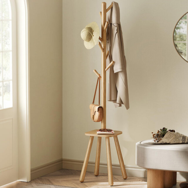 Millersburg Solid Wood Freestanding 8 - Hook Coat Rack