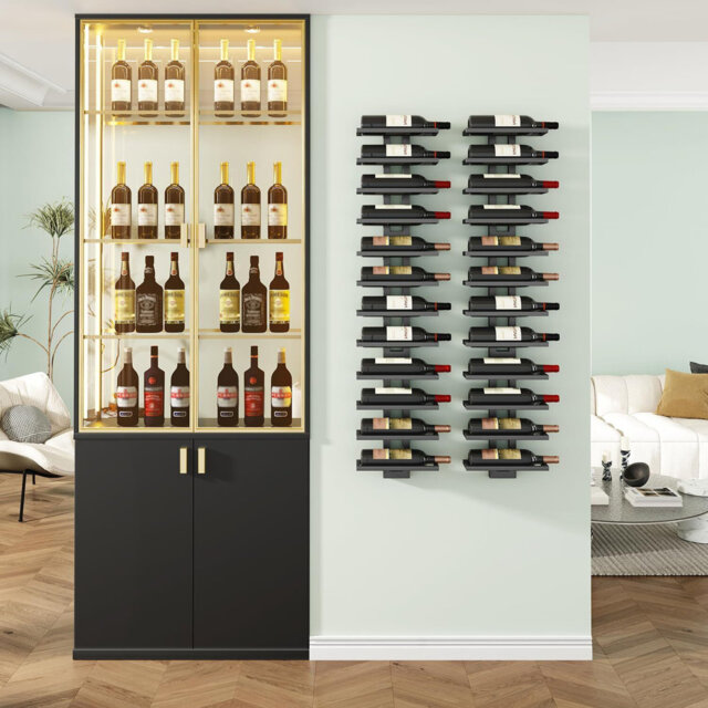 Wall Mounted Wine Bottle Rack Black