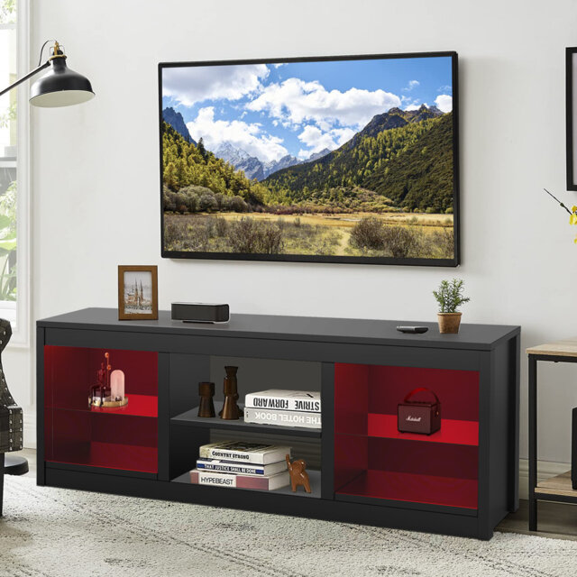 "66"" Tv Stand With Storage Cabinets For Living Room"