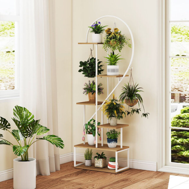 Plant Stand Heart-Shape Ladder Plant Shelves