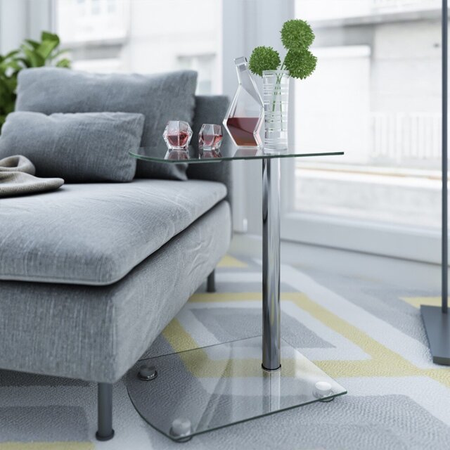 Mikell Glass Top C Table End Table
