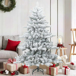 Artificial Hinged Christmas Tree Snow Flocked White