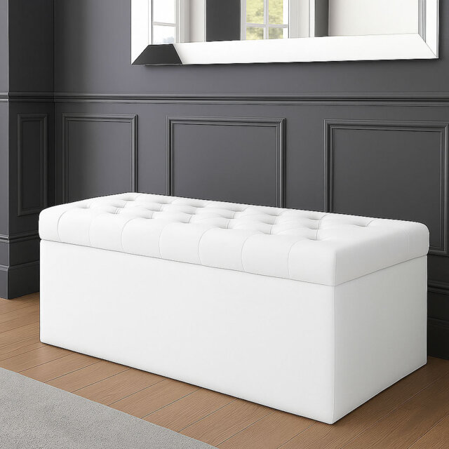 SD Plush Velvet Chesterfield Upholstered Ottoman Storage Box