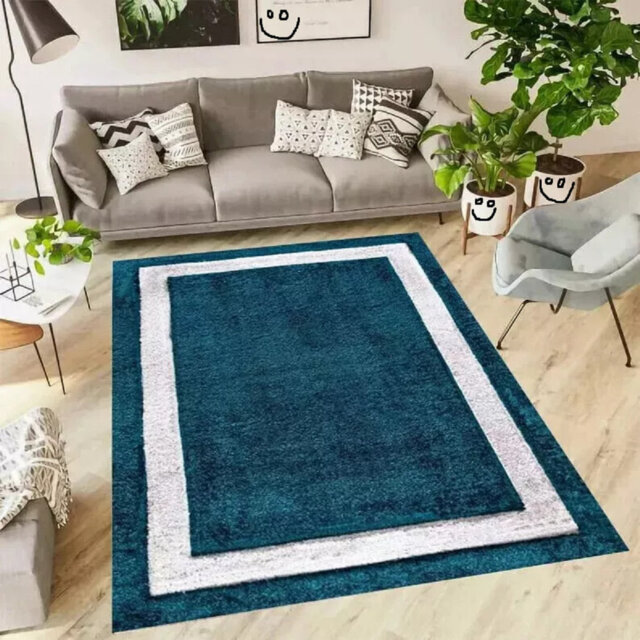 Luxury Shaggy Rug Bordered Solid Design Large Area Rug For Bedroom Living Room Fluffy Floor Mats Small Door Mats