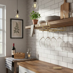 Wall Mounted Wine Glass Rack Gold