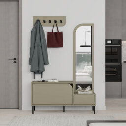 Bernett Hall Tree 112 Wide Coat Stand with Mirror & Shoe Cabinet