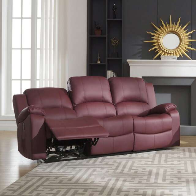 Manervia 3 Seater Faux Leather Reclining Sofa